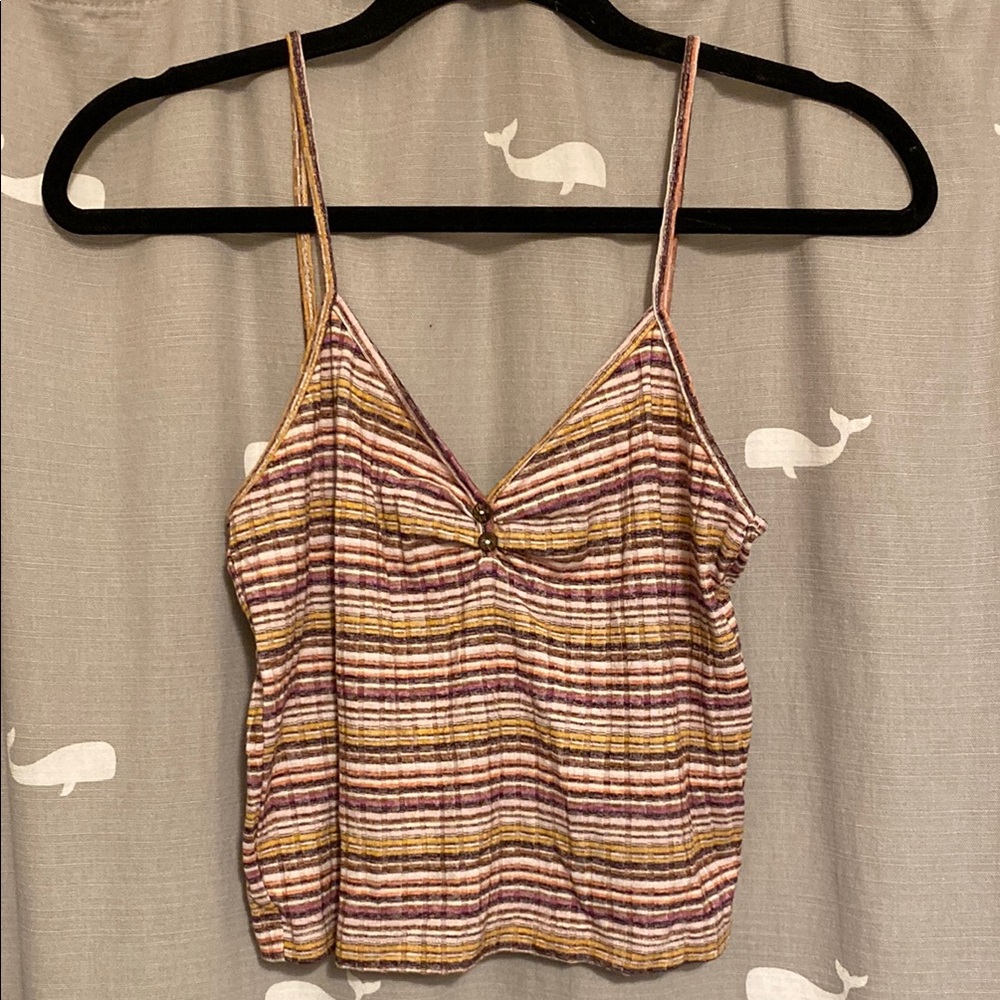 Purple and Yellow Fitted Crop Camisole